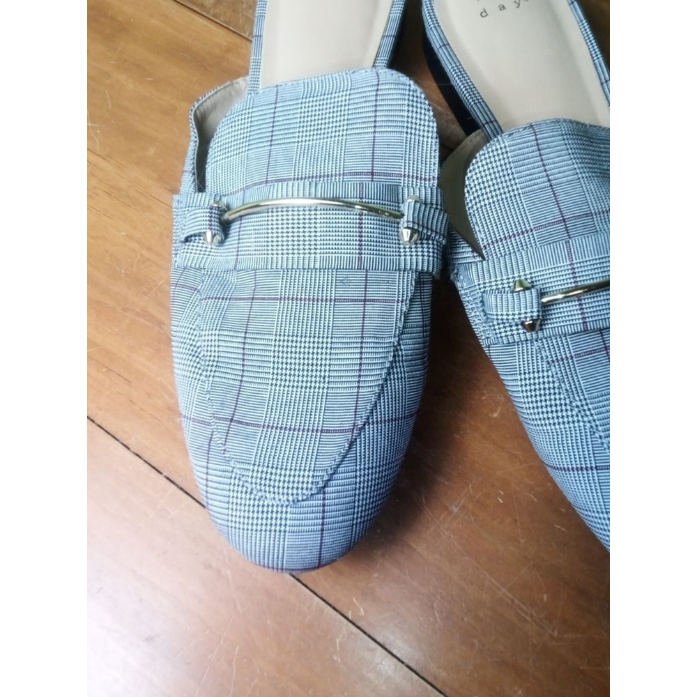 Women's A New Day Blue Plaid Mules Size 11 - Picture 2 of 4